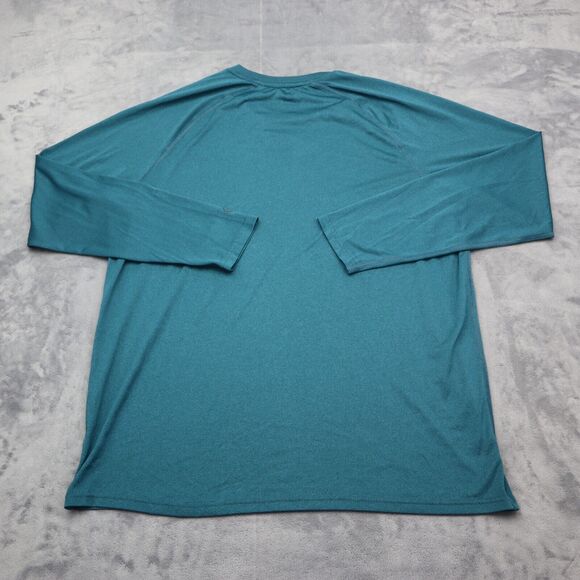 Champion Shirt Mens L Green Long Sleeve Crew Neck Polyester Logo Casual T Shirt - Picture 10 of 16